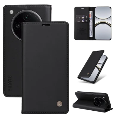 YIKATU For Oppo Find X8 Pro 5G Phone Cases  Magnetic Closure PU Leather Mobile Cover - Black