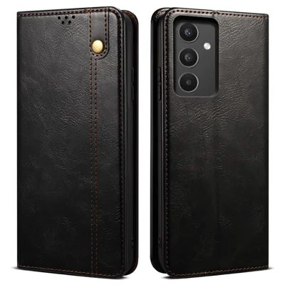 For Samsung Galaxy A13 4G / 5G Case Crazy Horse Texture Waxy Leather Wallet Stand Phone Cover - Black