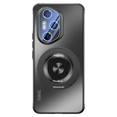 For Honor 300 Ultra Magnetic Case Kickstand TPU PC Heat Dissipation Phone Cover - Black