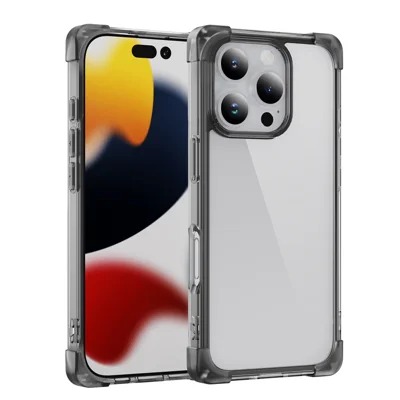 For iPhone 16 Pro Case Reinforced Corners TPU + Acrylic Clear Phone Back Cover - Transparent Black