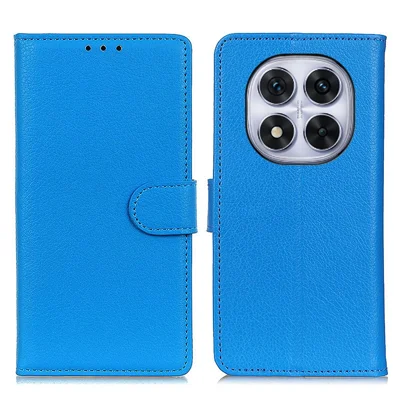 Taskeetui til Xiaomi Redmi Note 14 Pro 5G / Poco X7 5G PU-læder telefonbeskytning med litchi-struktur - Blå