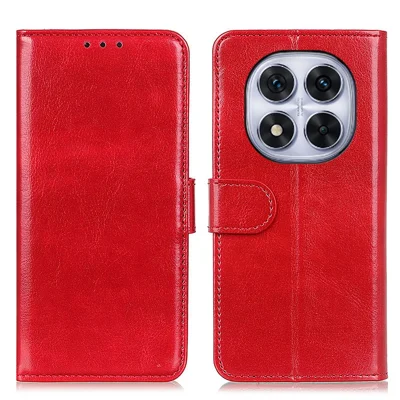 For Xiaomi Redmi Note 14 Pro 4G Case Crazy Horse Texture PU Leather Phone Stand Cover - Red