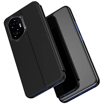 For Honor 300 Flip Leather Cover with Stand Full Body Protective Phone Case - Black