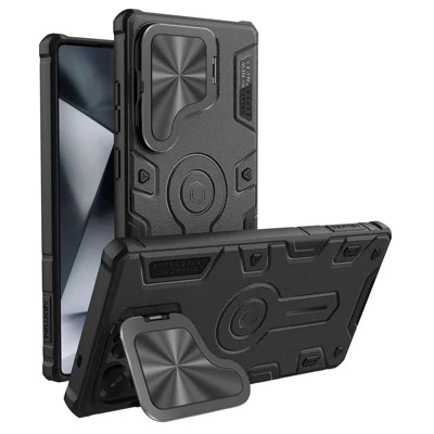 NILLKIN Camshield Armor Prop Magnetic Case for Samsung Galaxy S25 Ultra Camera Lid PC + TPU Cover - Black