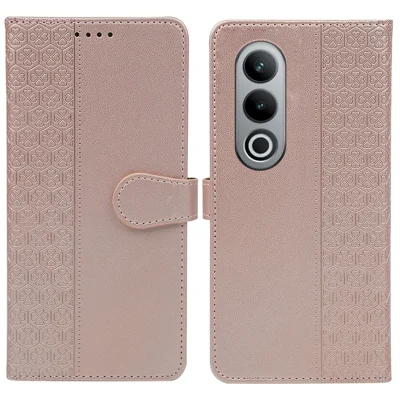 For OnePlus 12R 5G / Ace 3 5G Case Magnetic Clasp Four Leaf Clover Leather Phone Cover - Rose Gold