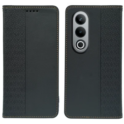 For OnePlus Nord CE4 5G Case Four Leaf Clover Leather Flip Phone Cover Stand Wallet - Black