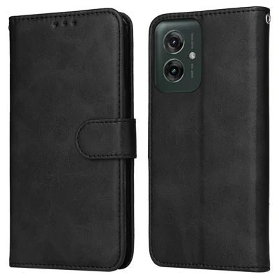 Voor Motorola Moto G55 5G Hoesje Portemonnee PU Leren Folio Flip Hoes - Zwart