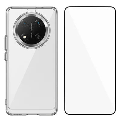 WANLONFENG MF Series for Honor Magic7 Lite 5G / X9c 5G / X60 Pro 5G Case TPU Acrylic Clear Phone Cover with Tempered Glass Film
