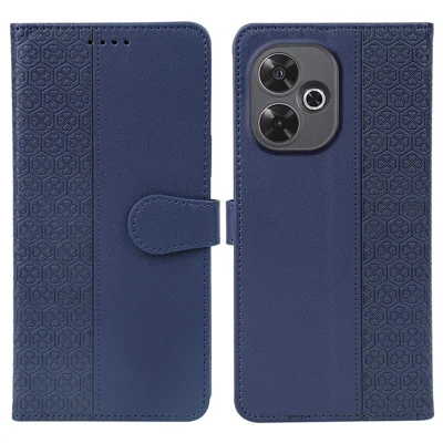 For Xiaomi Redmi 13 4G / 5G Case Magnetic Clasp Four Leaf Clover Leather Phone Cover - Blue