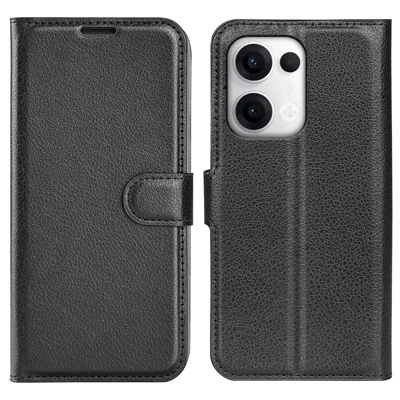 For Oppo Reno13 5G (Global) Case Litchi Texture Shockproof Leather Wallet Phone Cover - Black