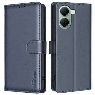 BINFEN COLOR BF32 Telefoonhoesje voor Xiaomi Poco X7 Pro 5G / Redmi Turbo 4 5G Leren Hoesje Portemonnee RFID Blokkering - Blauw