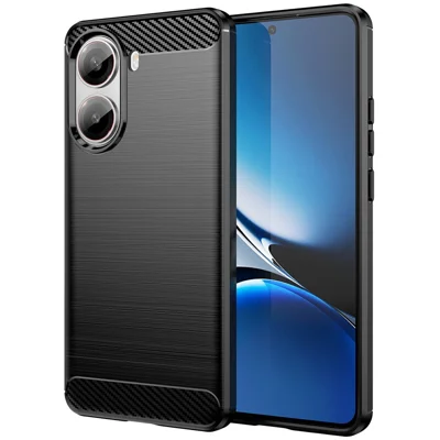 For Xiaomi Redmi Turbo 4 5G Case Protective Phone Cover Carbon Fiber Texture Brushed - Black