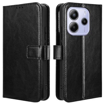 Zwart portefeuillehoesje van PU-leer met crazy horse-structuur voor Xiaomi Redmi Note 14 4G (163,25 mm)