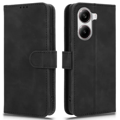 For Xiaomi Redmi Turbo 4 5G  /  Poco X7 Pro 5G Leather Case Skin Feel Anti Drop Wallet Flip Phone Cover - Black