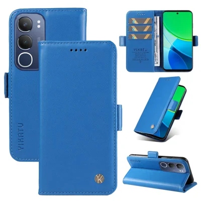 YIKATU For vivo Y19s 4G Wallet Phone Case  YK-003 Leather Stand Cover - Sky Blue