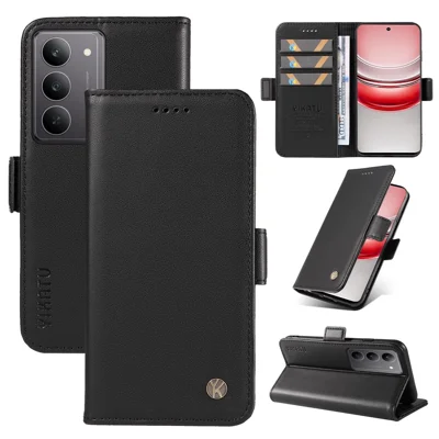 YIKATU For Realme C75 4G / C71 4G / V60 Pro 5G / 14x 5G Wallet Phone Case  YK-003 Leather Stand Cover -  Black
