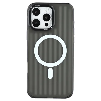 X-LEVEL Pour Coque iPhone 16 Pro Compatible avec MagSafe Texture Ondulée PC + TPU Étui de Protection - Noir