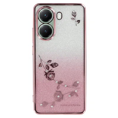 KADEM voor Xiaomi Poco X7 Pro 5G hoesje Bloem TPU Flexibele Gradiënt Telefoonhoes - Roze Goud