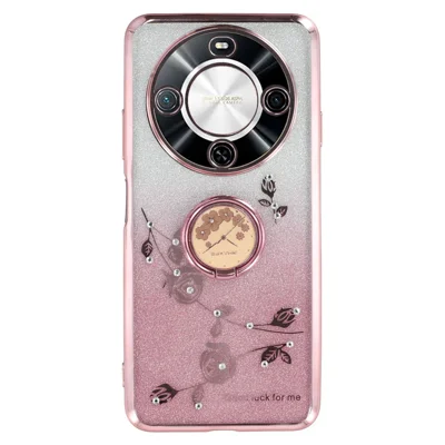 KADEM Fodral för Wiko Hi Enjoy 70 Plus 5G Ringar Fodral TPU Blommor Fodral Gradient Glitter - Rosenbronsguld