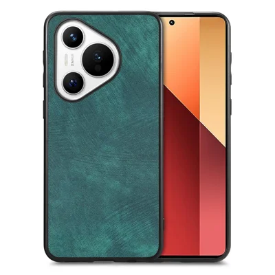 Voor Huawei Pura 70 Hoesje Schokbestendig Slank Retro Leren Telefoonhoes - Groen