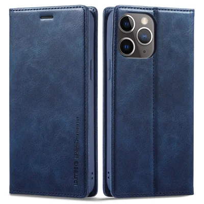 LC.IMEEKE Anti-drop Phone Cover For iPhone 11 Pro 5.8 inch, RFID Blocking Magnetic Auto Closing Phone Flip Leather Wallet Case Stand - Blue