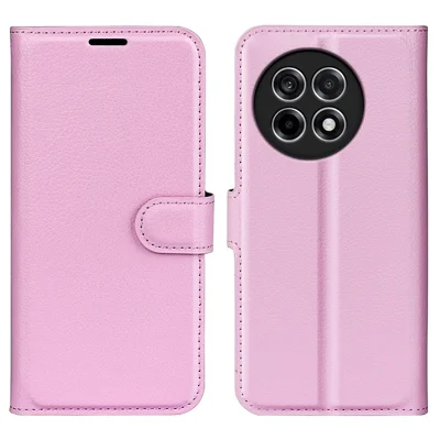 Fodral för OnePlus Ace 5 Pro 5G / Ace 5 5G / 13R 5G, litchi-struktur, chockabsorberande läder, plånbok, mobilskal - Rosa