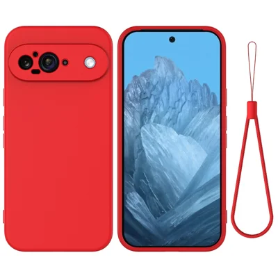 Bulk Purchasing For Google Pixel 9 Case Liquid Silicone Phone Back Cover with Hand Strap - Red