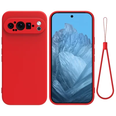 Bulk Purchasing For Google Pixel 9 Pro XL Case Liquid Silicone Phone Back Cover with Hand Strap - Red