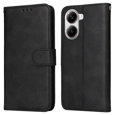 For Xiaomi Redmi Turbo 4 5G  /  Poco X7 Pro 5G Case Wallet PU Leather Folio Flip Phone Cover - Black