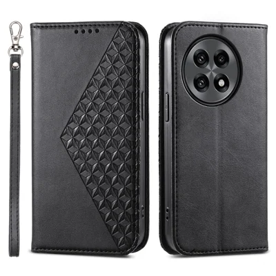 For OnePlus 13R 5G Case Calf Texture PU Leather Phone Cover with Wallet - Black