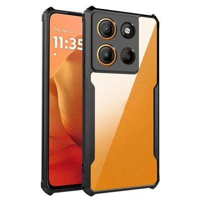 Voor Motorola Moto G15 4G hoesje Versterkte hoeken TPU + Acryl Transparant telefoonhoesje