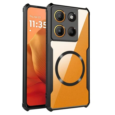 Voor Motorola Moto G15 4G hoesje compatibel met MagSafe Versterkte hoeken TPU + Acryl telefoonhoes