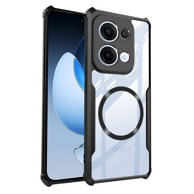 For Oppo Reno13 5G (Global) Magnetic Case Reinforced Corners TPU + Acrylic Phone Cover