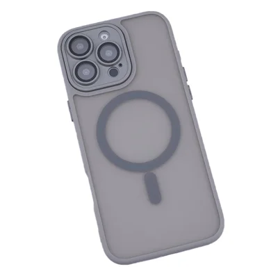 For iPhone 16 Pro Magnetic Case with Lens Film / Detachable Lens Frame Hybrid Phone Back Cover - Grey