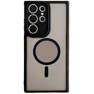 For Samsung Galaxy S23 Ultra Magnetic Case TPU + PC Skin Touch Matte Phone Cover - Black