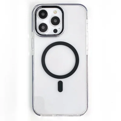 For iPhone 14 Pro Max Crystal Clear Case Compatible with MagSafe TPU + PC Phone Back Cover - Black