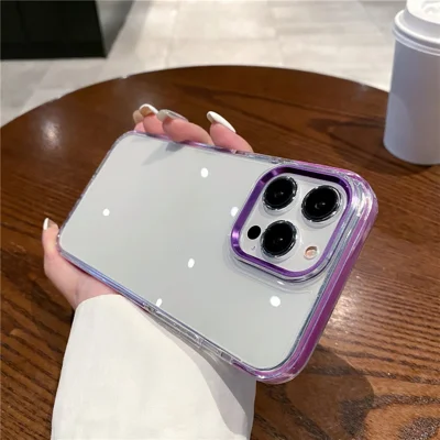 Telefoonhoesje voor iPhone 15 Pro, Ultra Heldere Stootvrije Achterkant van PC + TPU - Paars
