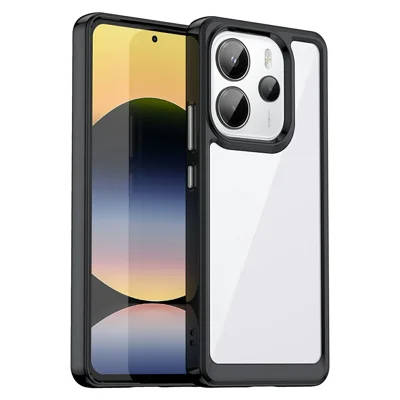 Voor Xiaomi Redmi Note 14 4G (163,25 mm) hoesje TPU+Acryl Beschermend Transparant Telefoonhoesje - Zwart