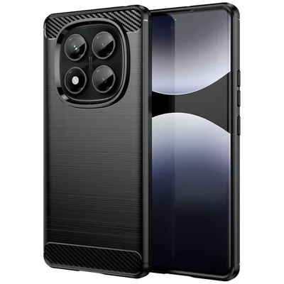 For Xiaomi Redmi Note 14 Pro 4G Case Protective Phone Cover Carbon Fiber Texture Brushed - Black