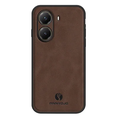 ANNYOJO voor Xiaomi Poco X7 Pro 5G / Redmi Turbo 4 5G hoesje PU leer + PC + TPU anti-val telefoon achtercover - Koffie