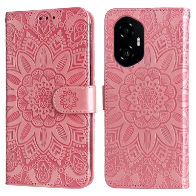 For Honor 300 Taske med trykt solsikke i læderwallet - Pink