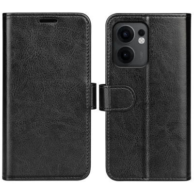Til Oppo Reno13 F 5G (Reno 13 FS 5G) / 4G Wallet Case Crazy Horse-struktur Stand Læder Telefonbeskyttelse - Sort