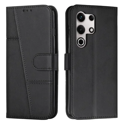 For itel S25 Ultra Case Leather Stand Protective Phone Cover - Black