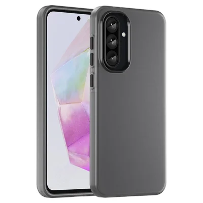 For Samsung Galaxy A15 4G / A15 5G Case TPU + PC Phone Back Cover Matte Translucent Design - Black