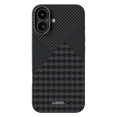 ABEEL For iPhone 16 Plus Case Compatible with MagSafe Micro-Embossing PC TPU Aluminum Alloy Leather Phone Cover