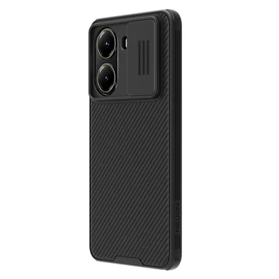 NILLKIN Camshield Pro-serie voor Xiaomi Poco X7 Pro 5G hoesje PC + TPU, schuifbare camerabehuizing - Zwart