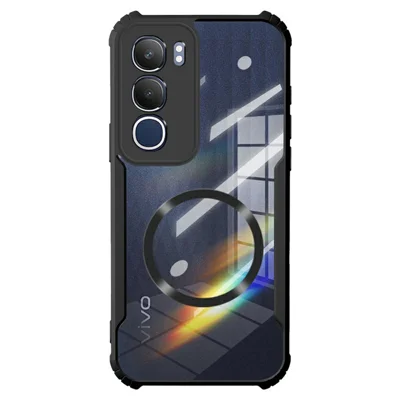 For vivo Y19s 4G Magnetic Case Reinforced Corners TPU + Acrylic Phone Cover