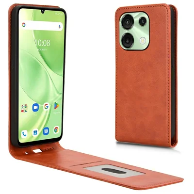 For Umidigi G9 5G  /  Note 90 Case with Card Slot Magnetic Vertical Flip Leather Phone Cover - Orange