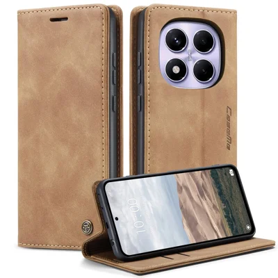 CASEME For Xiaomi Redmi Note 14 Pro 4G Wallet Case  013 Series PU Leather Phone Cover Stand - Brown