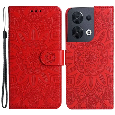 Caixa de Telefone de Proteção Completa Para Oppo Reno8 5g (versão Global), Tampa da Carteira de Couro de Couro Pu. - Vermelho
